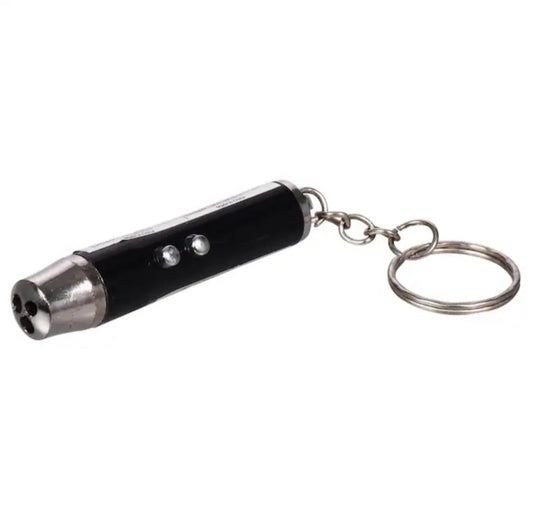 2-in-1 LED Laser Pointer Key Chain - Black