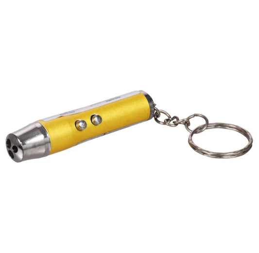 2-in-1 LED Laser Pointer Key Chain - Gold