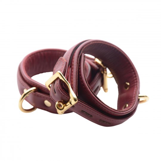 Leather Luxury Ankle Cuffs - Burgundy