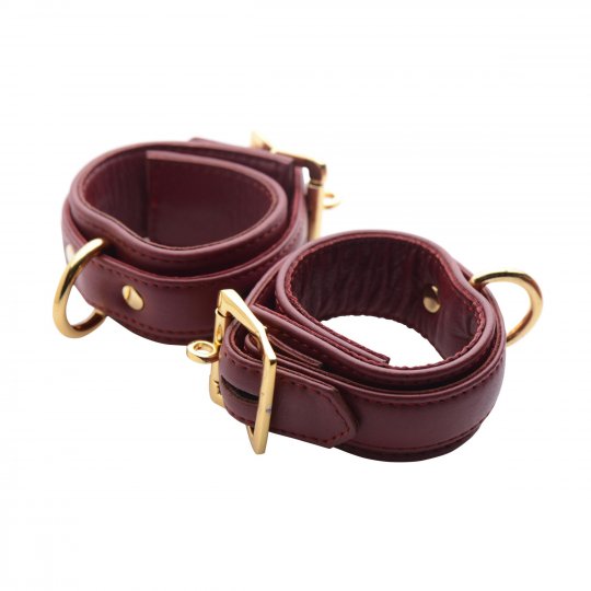 Leather Luxury Wrist Cuffs - Burgundy