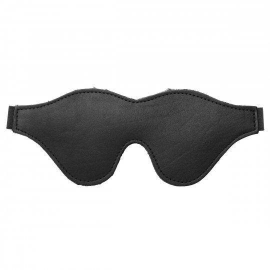 Leather Fleece Lined Blindfold - Black